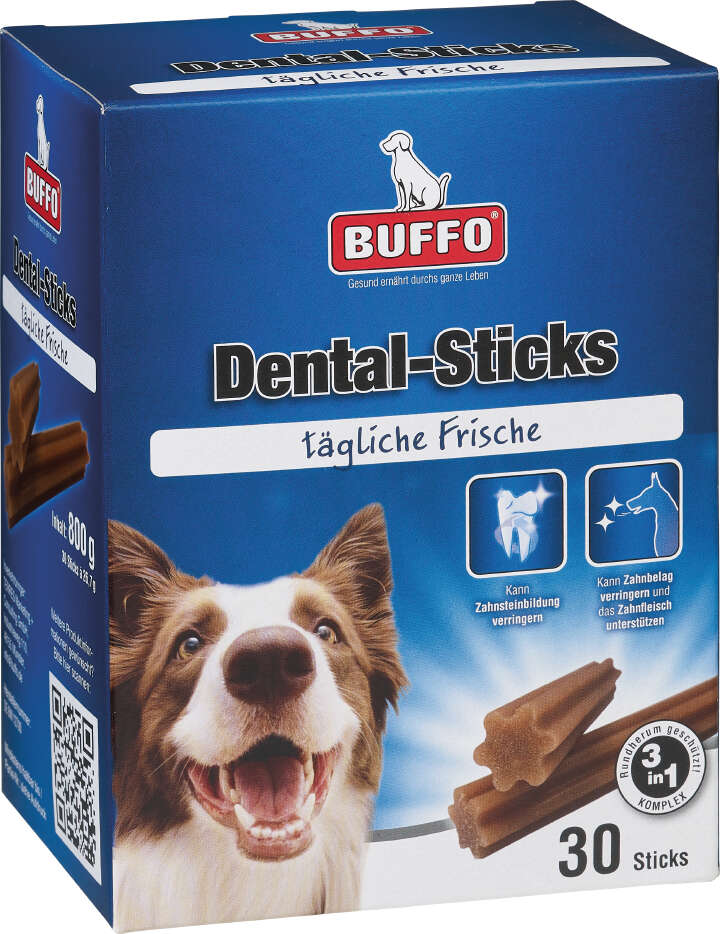 BUFFO Hundeleckerlis Dental-Sticks Medium